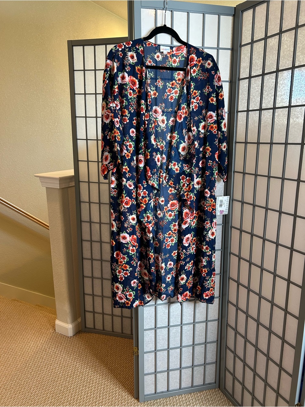 NWT LuLaRoe Shirley Floral Navy Open Front Kimono